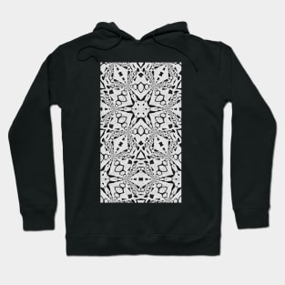 "Silver Star Mist" - A Liquid and Ethereal White-Silver Mandala. Hoodie